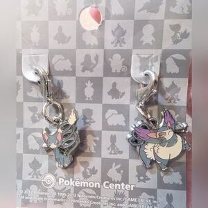 Pokemon Center Limited Metal Charm Glameow Purugly set 2012 Japan